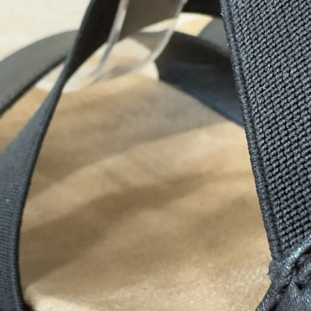Dress‎ Barn Cork Wedge Heels Espadrilles Black TINA Womens Size 8 Worn1 Sandals